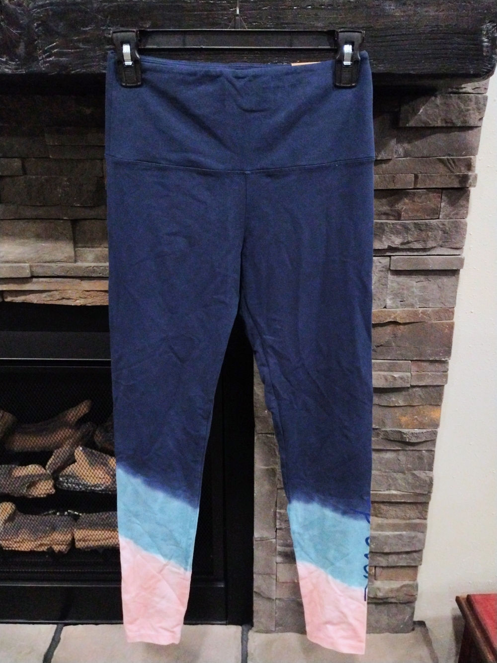 PINK Victoria's Secret Navy Leggings with Pastel Blue & Pink Colorblock